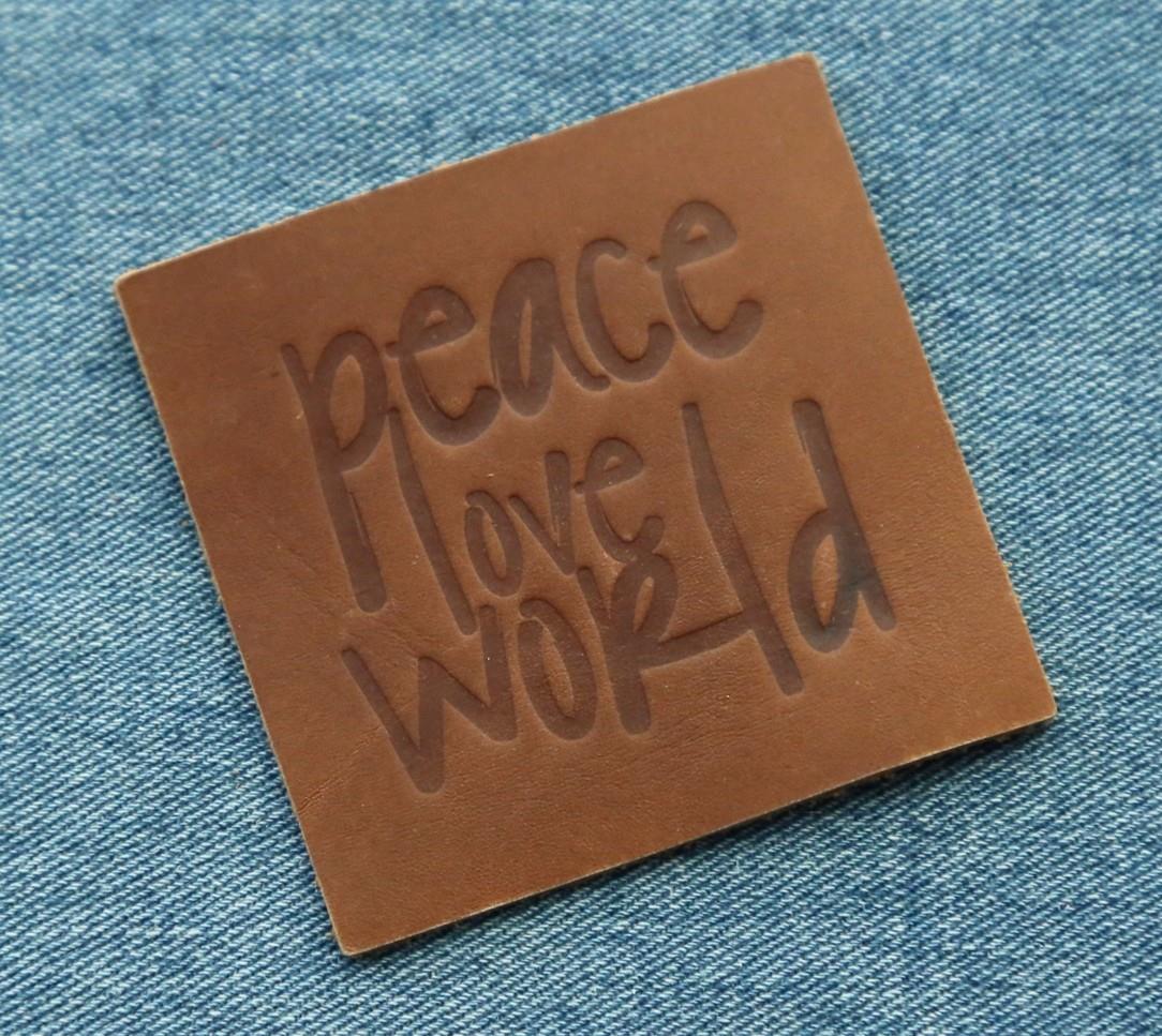 Factory Custom Embossed Brand Name Tan Color Genuine Leather Patch for Jeans